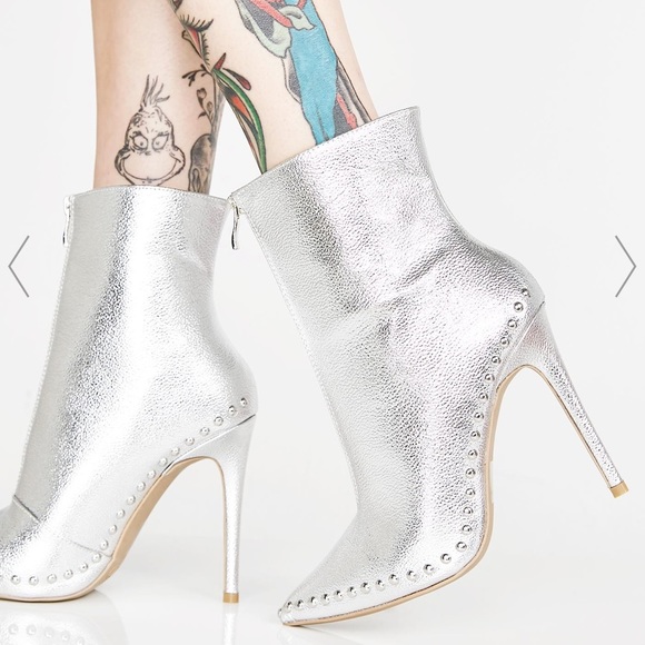 NWT Dolls Kill silver ankle booties - Picture 4 of 5